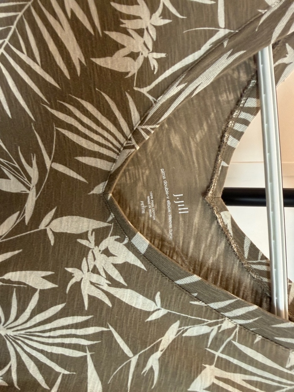 J. Jill Olive Green Tropical Leaf Print Top